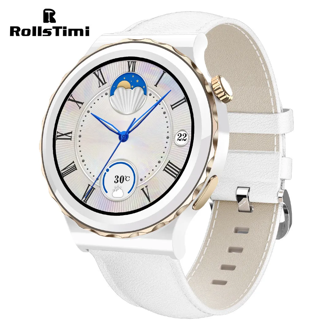 RollsTimi RT23 Women's Smartwatch with Ceramic Watchband Fitness Tracker Sports Luxury Smart Watches for Men Bluetooth Calls