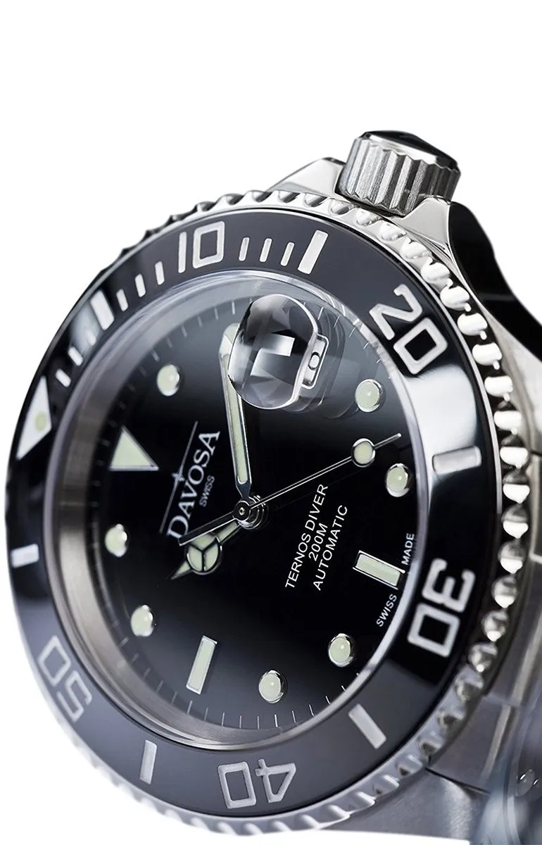 Ternos Ceramic Automatic Swiss-Made Black Diving Watch 16155505