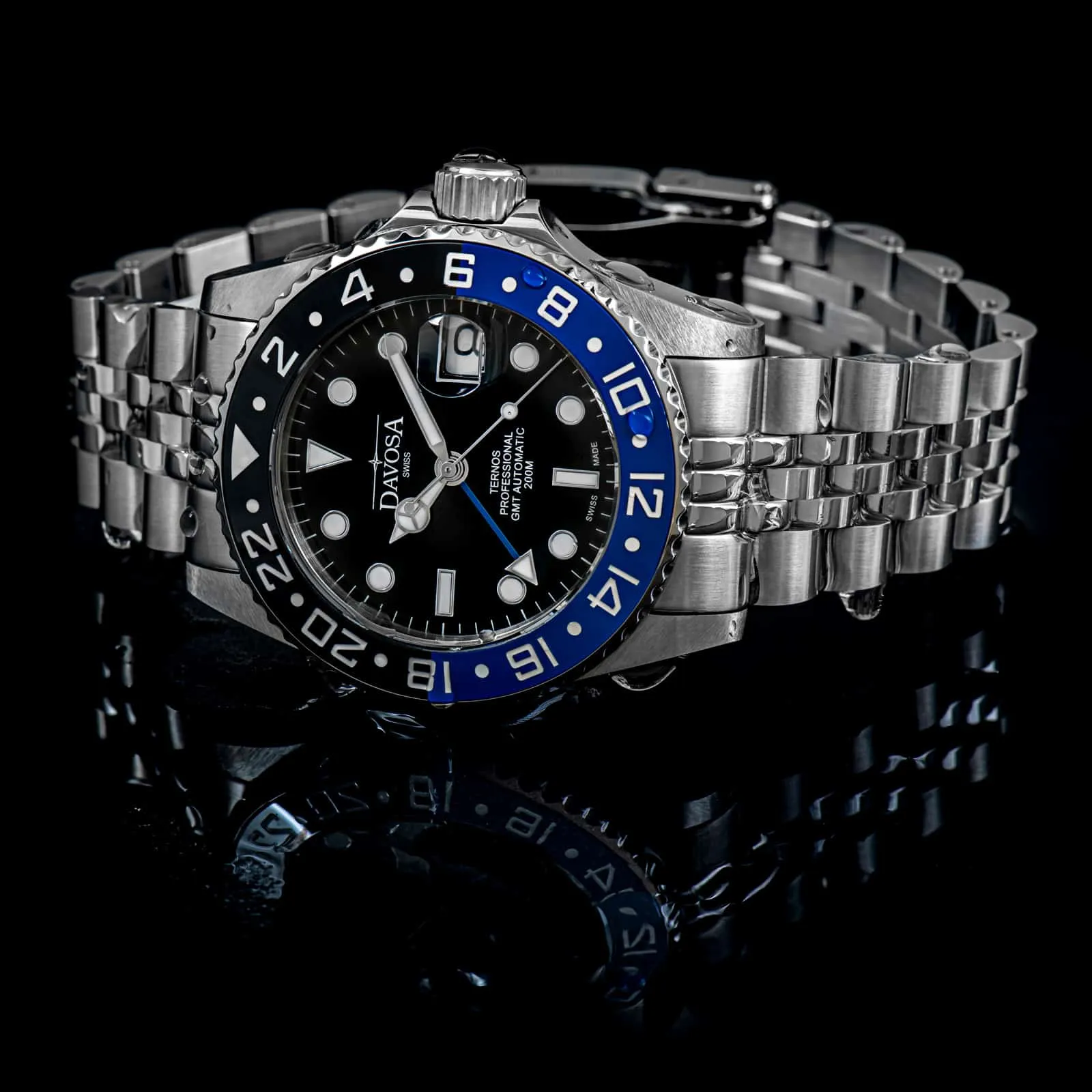 Ternos Professional Automatic 200m GMT Black Blue Diving Watch 16157104 OUTLET