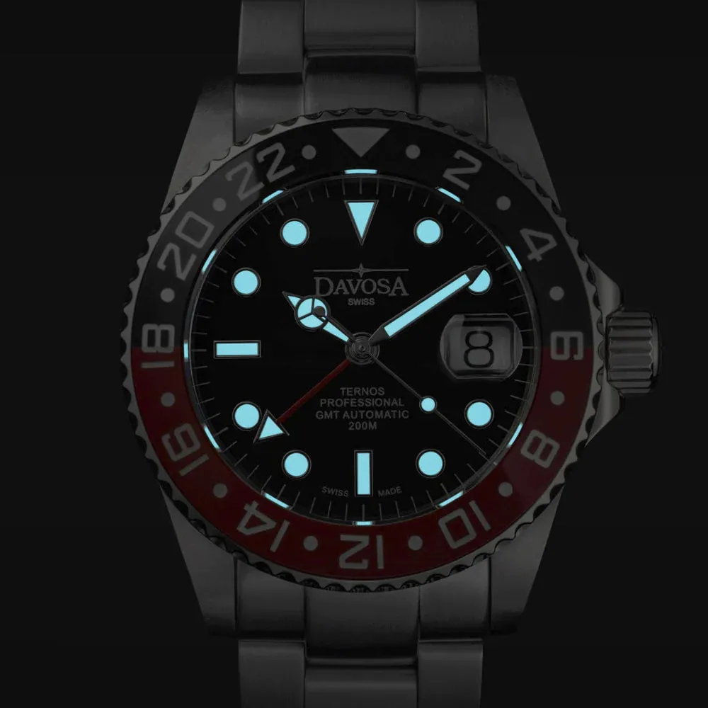 Ternos Professional Automatic 200m GMT Black Red Diving Watch 16157190