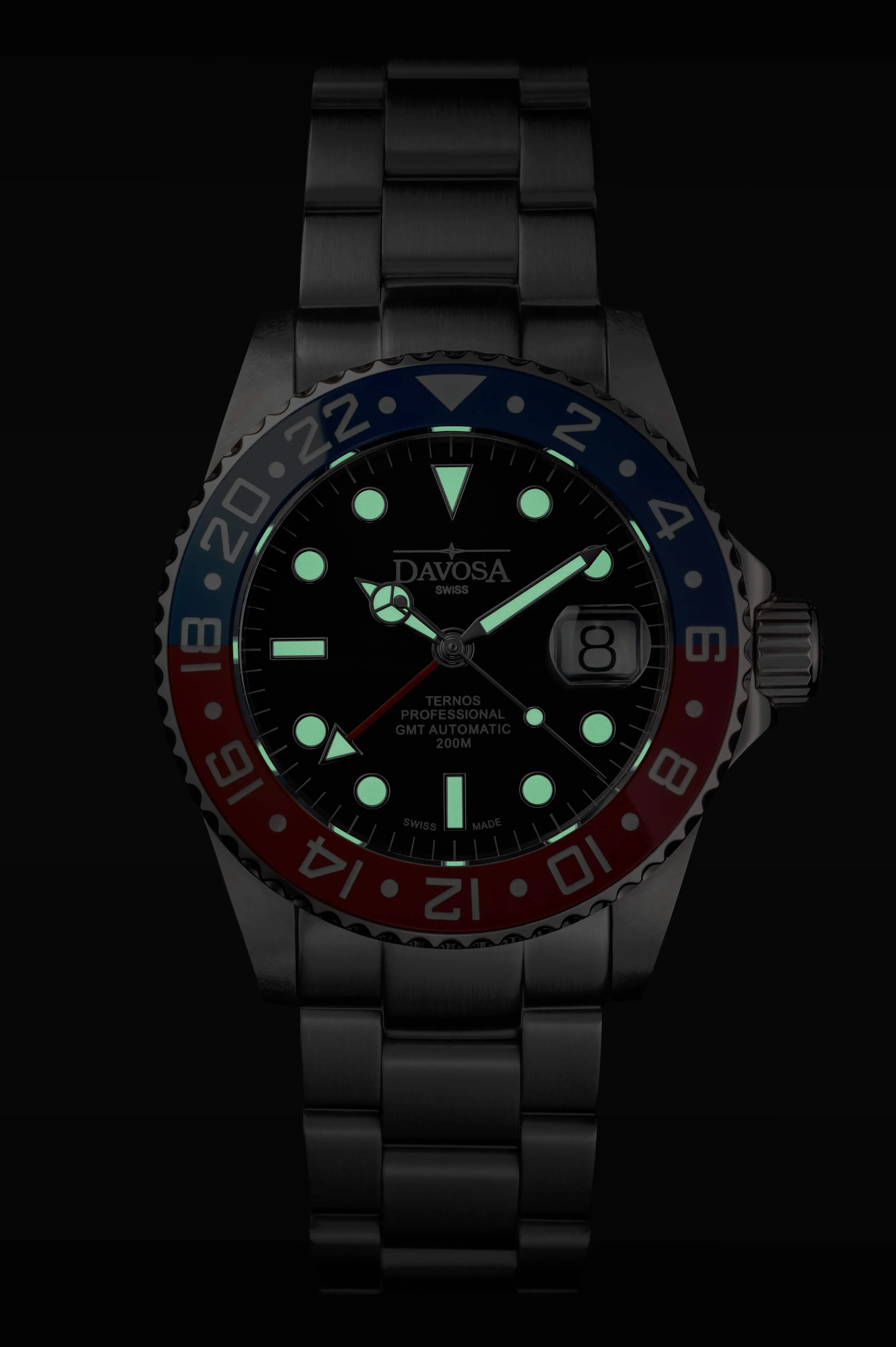 Ternos Professional Automatic 200m GMT Red Blue Diving Watch 16157160 OUTLET