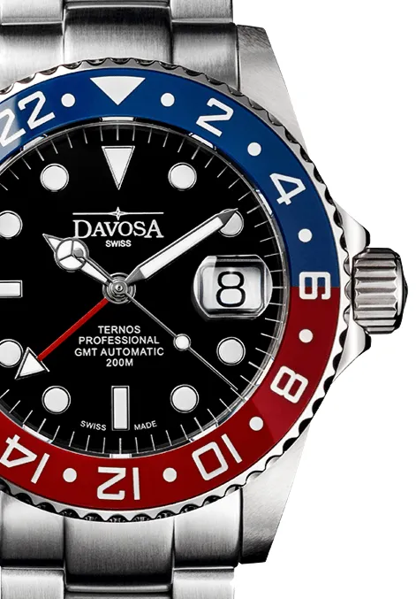 Ternos Professional Automatic 200m GMT Red Blue Diving Watch 16157160 OUTLET