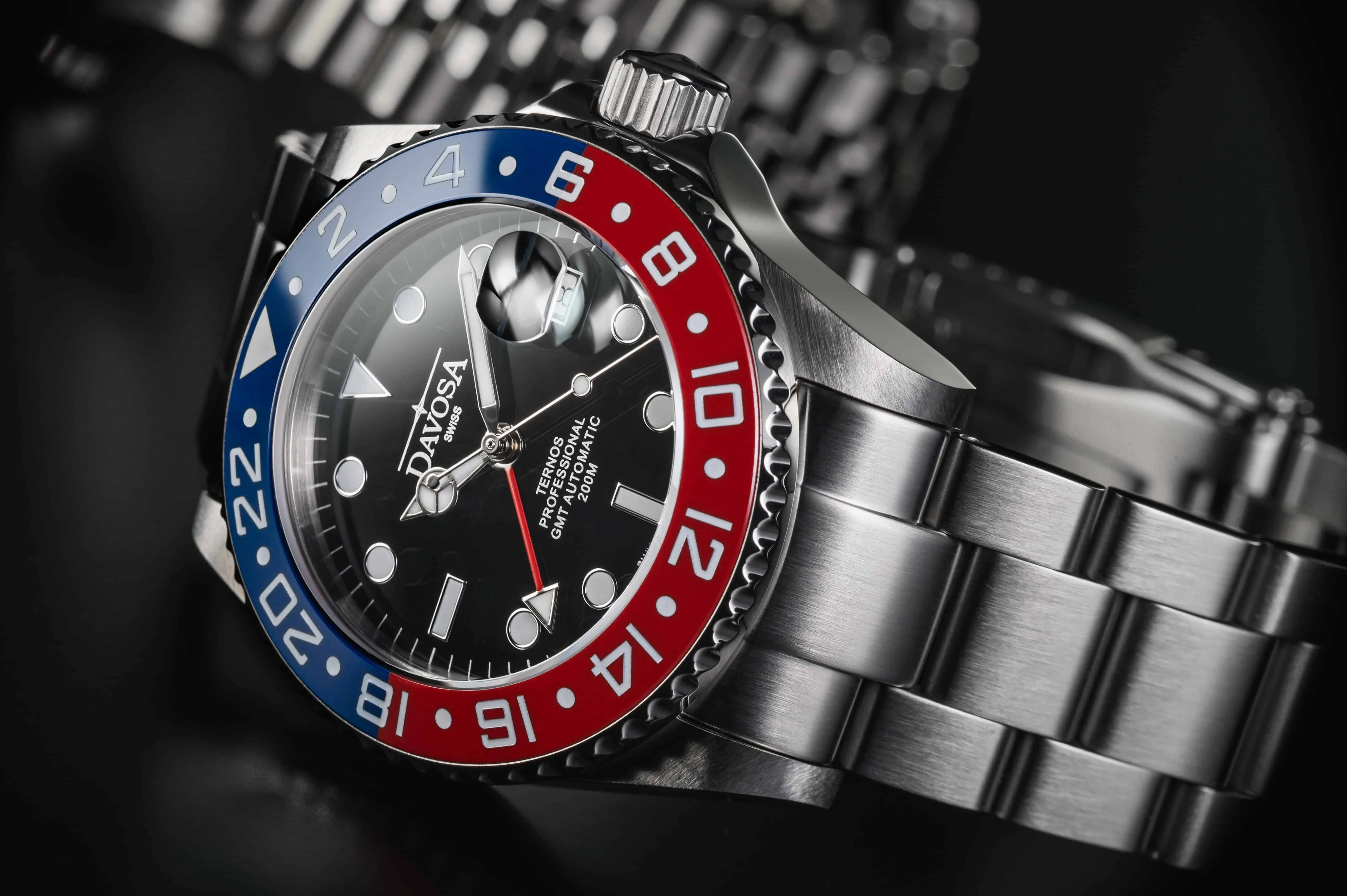 Ternos Professional Automatic 200m GMT Red Blue Diving Watch 16157160 OUTLET