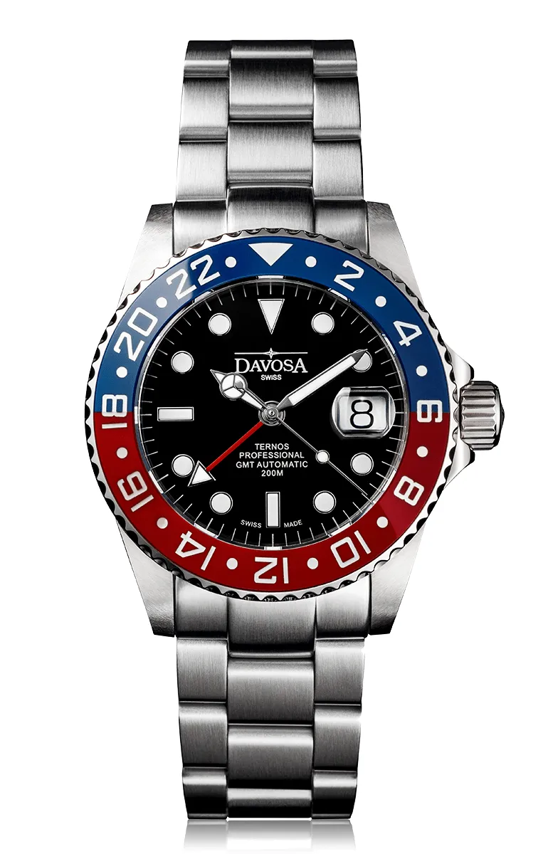 Ternos Professional Automatic 200m GMT Red Blue Diving Watch 16157160 OUTLET