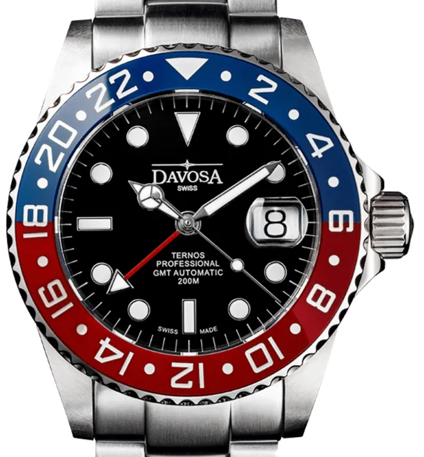 Ternos Professional Automatic 200m GMT Red Blue Diving Watch 16157160 OUTLET