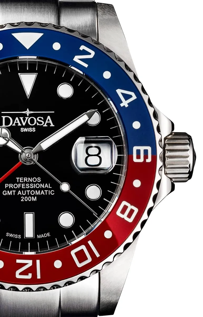 Ternos Professional Automatic 200m GMT Red Blue Diving Watch 16157160 OUTLET