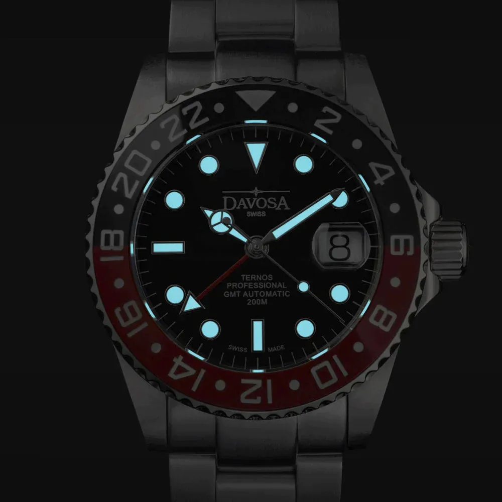 Ternos Professional Automatic GMT Black Red Diving Watch 16157190 M OUTLET