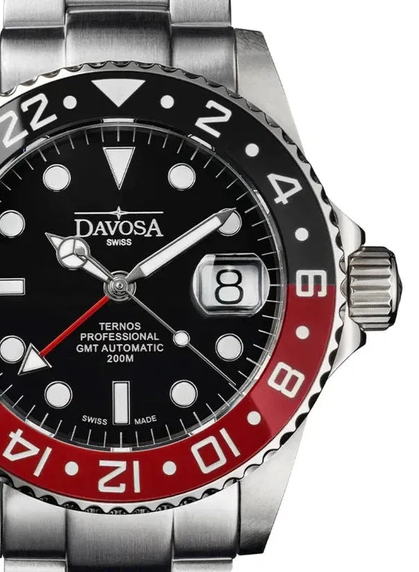 Ternos Professional Automatic GMT Black Red Diving Watch 16157190 M OUTLET