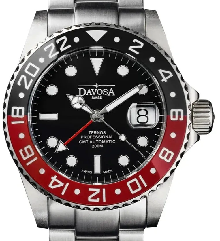 Ternos Professional Automatic GMT Black Red Diving Watch 16157190 M OUTLET