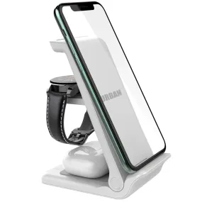 Urban Travel S 3-in-1 Foldable Wireless Smartphone Charger Dock (White)