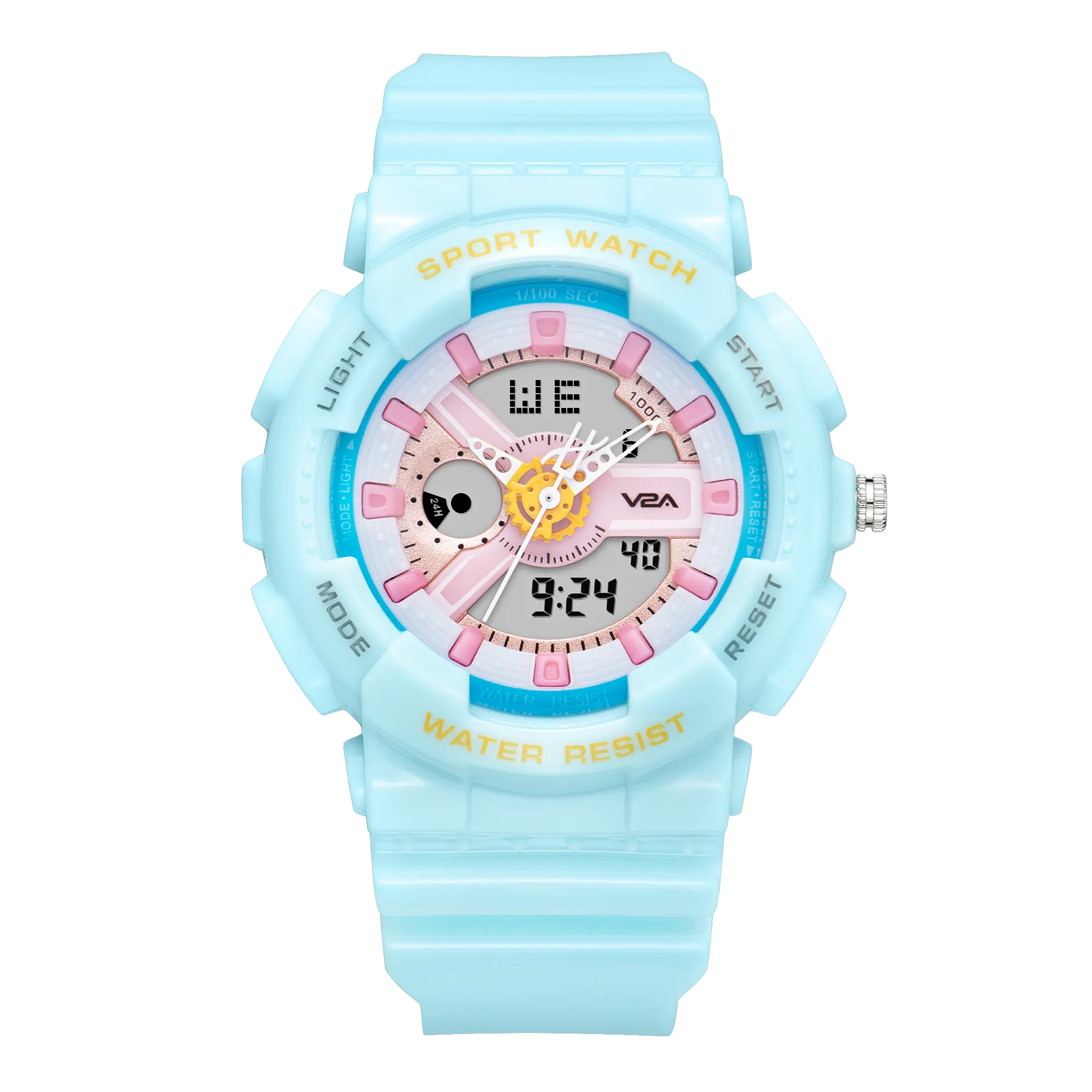 V2A Analog Digital 5ATM Waterproof Fashion Black Blue Sports Watch for Women and Girls