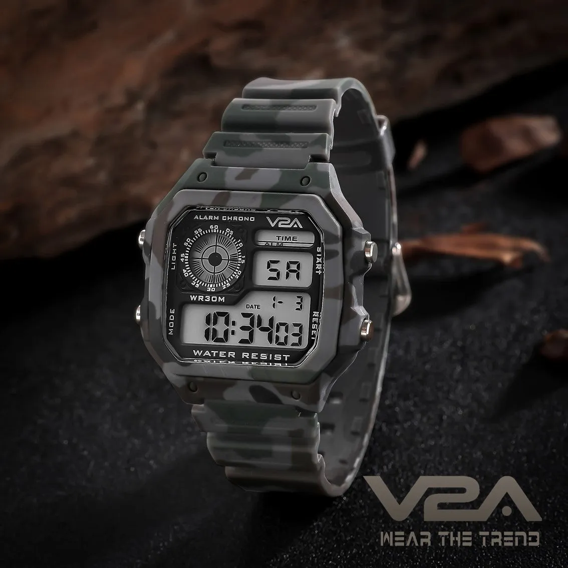 V2A Military Camouflage Small Dial Digital Sports Watch for Men and Boys