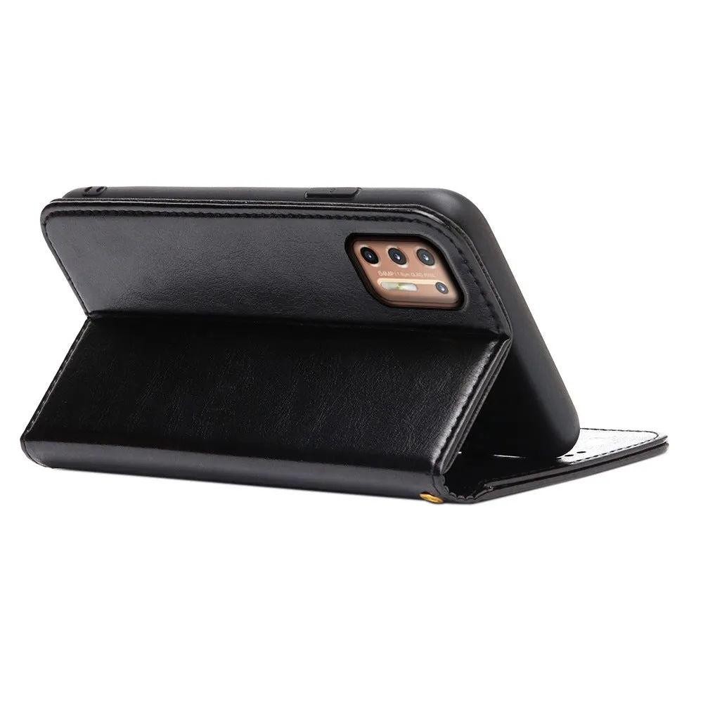 Wallet with card slot for Motorola Edge S Black shockproof phone case