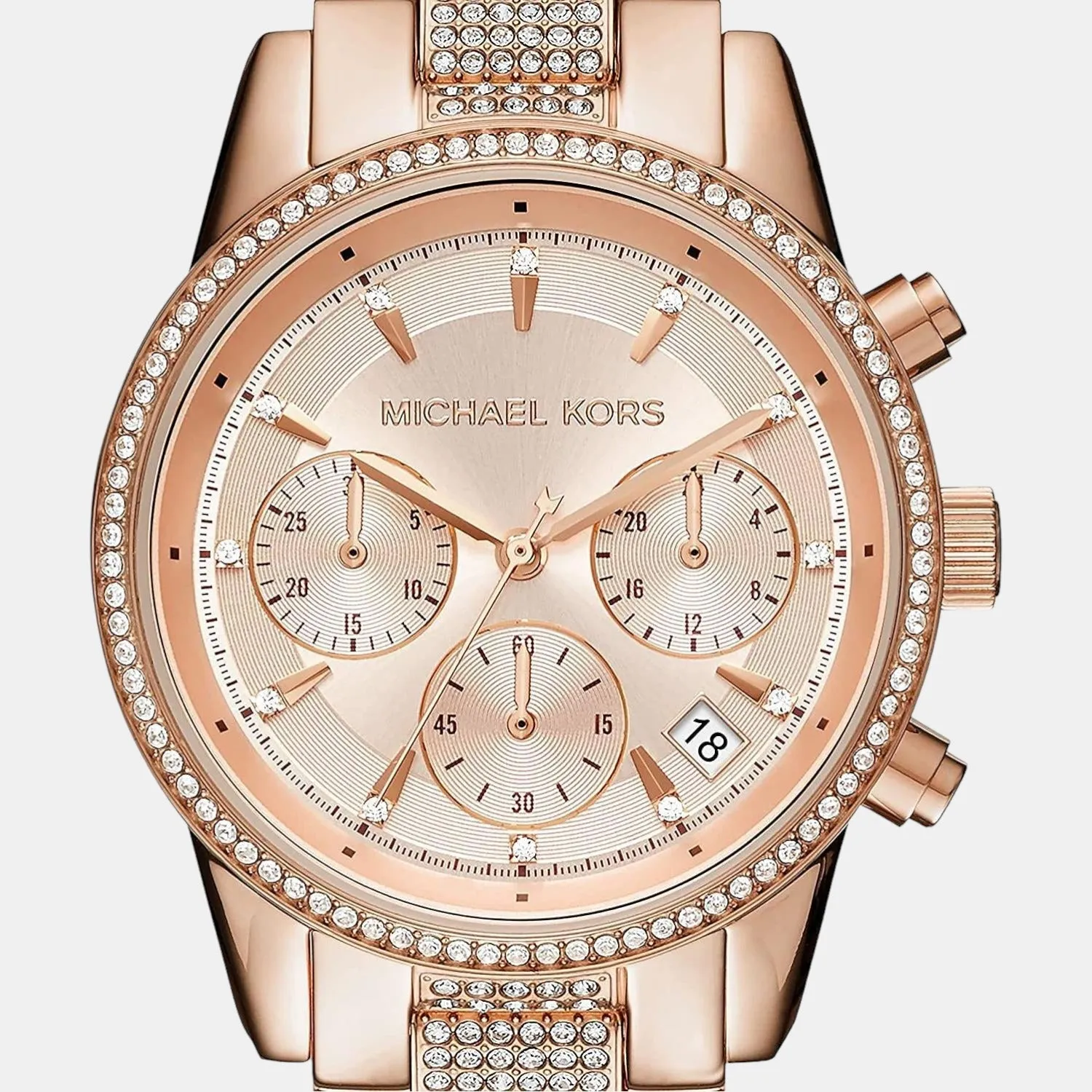 Women's Rose Gold Stainless Steel Chronograph Watch MK6485