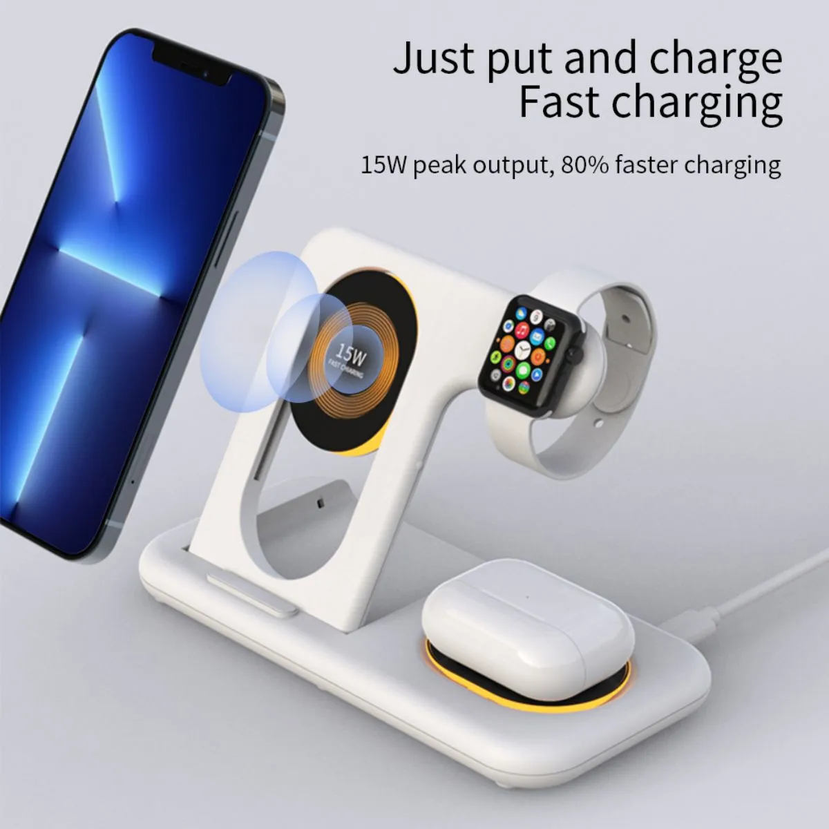 Y36 6 in 1 15W Folding Wireless Charger Black