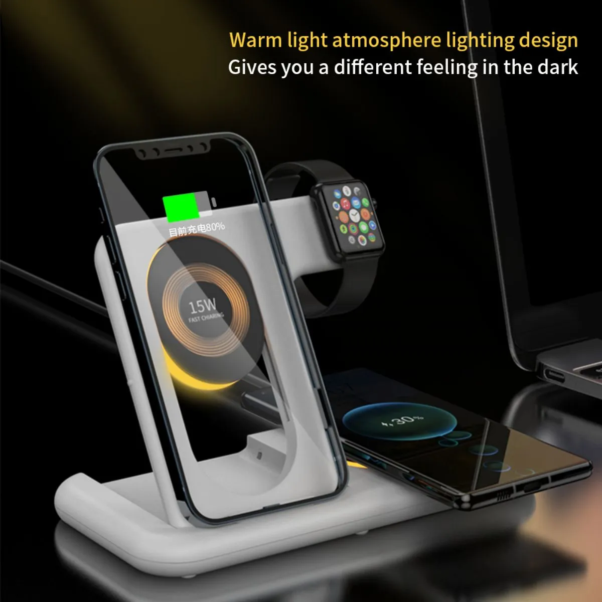 Y36 6 in 1 15W Folding Wireless Charger Black