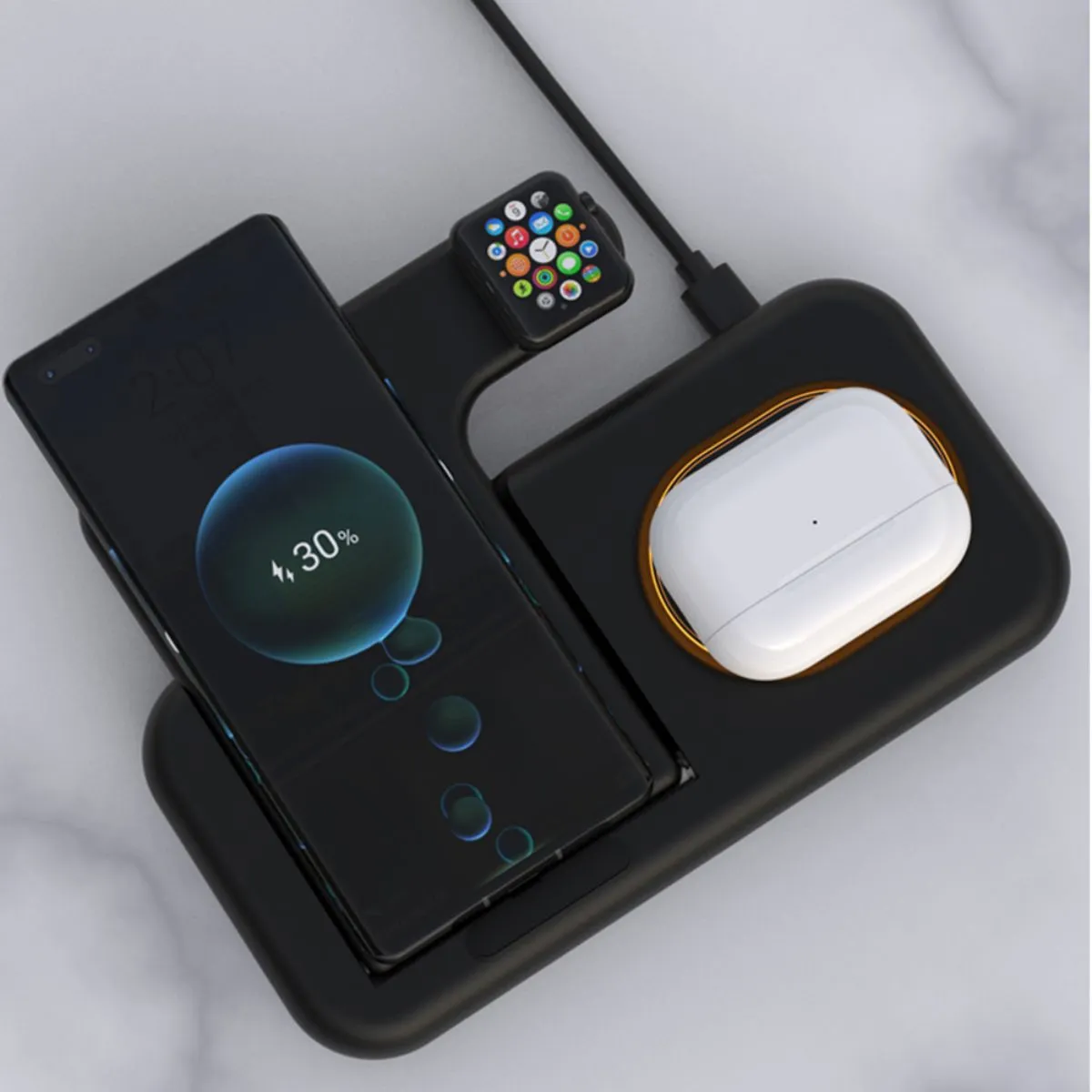 Y36 6 in 1 15W Folding Wireless Charger Black